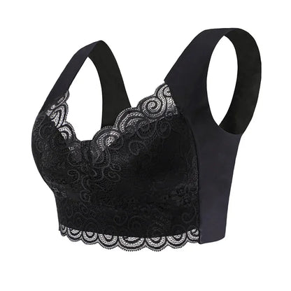Ice Silk Seamless Lace Bra Top — No Steel Ring Comfortable Support Underwear, Large Size Sleep Bra Vest Bralette