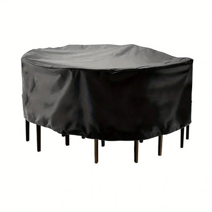 Waterproof Round Patio Furniture Cover – UV & Wind Resistant, Dustproof Outdoor Table & Chair Protector, Black, Rain & Snow