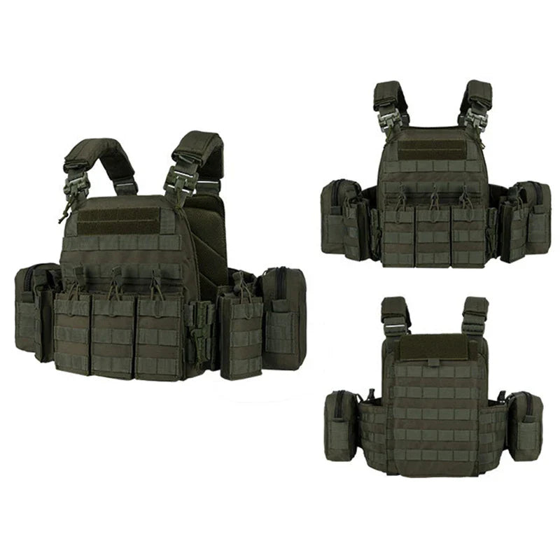YAKEDA 6094 Tactical Vest – Lightweight Quick Release Combat Plate Carrier, 1000D Nylon Molle Hunting Vest in Black