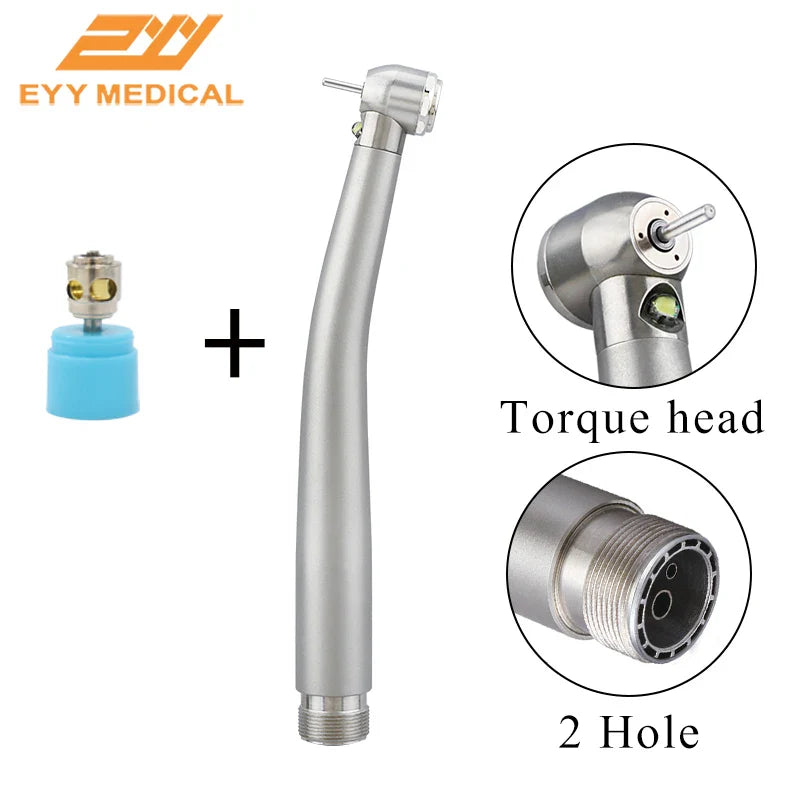 EYY Dental LED High-Speed Handpiece — Ceramic Bearing E-Generator, 2/4 Hole Stainless Steel Dental Tool