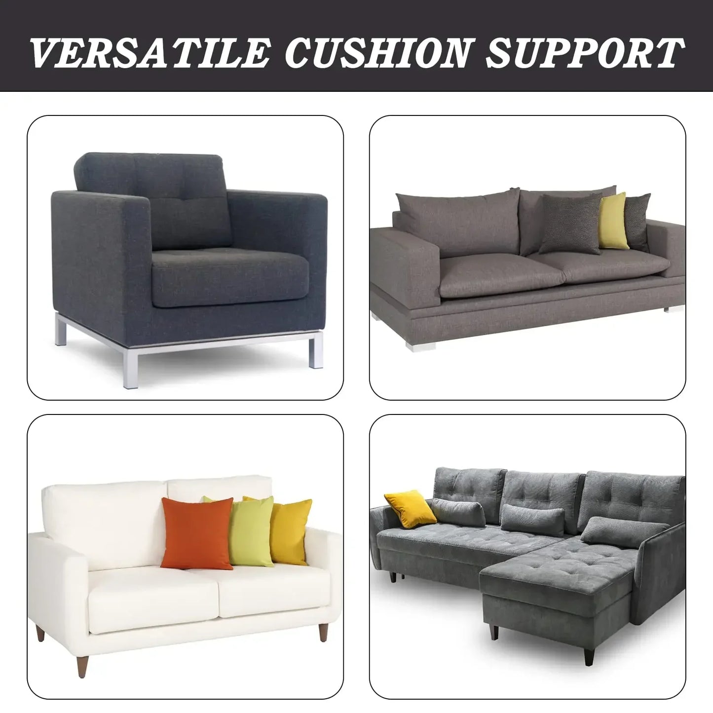 High-Density Foam Curve Cushion – 50x50x5cm Support Cushion for Sofa Sag Repair, 1/2/3pcs Replacement for Couch & Chair