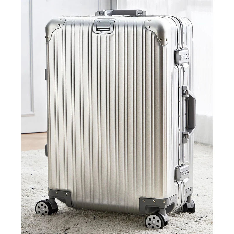 Aluminum Magnesium Alloy Rolling Suitcase – Designer Carry-On & Cabin Luggage, 20/28/30 Inch Trolley Case