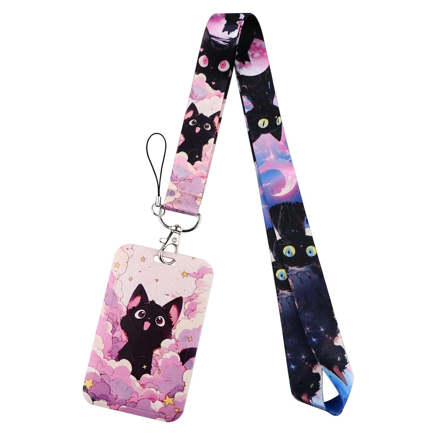 Cartoon Cat Lanyard Keychain – Multifunctional ID Card Badge Holder, Camera USB, Phone Neck Strap Accessories