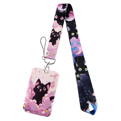 Cartoon Cat Lanyard Keychain – Multifunctional ID Card Badge Holder, Camera USB, Phone Neck Strap Accessories