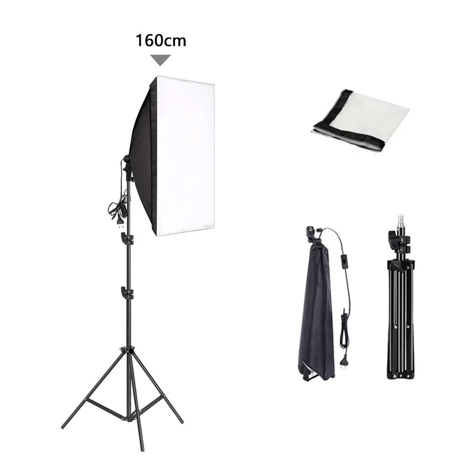 Professional Photography Softbox Lighting Kit – Soft Box with Tripod & E27 Continuous Bulb for Photo Studio