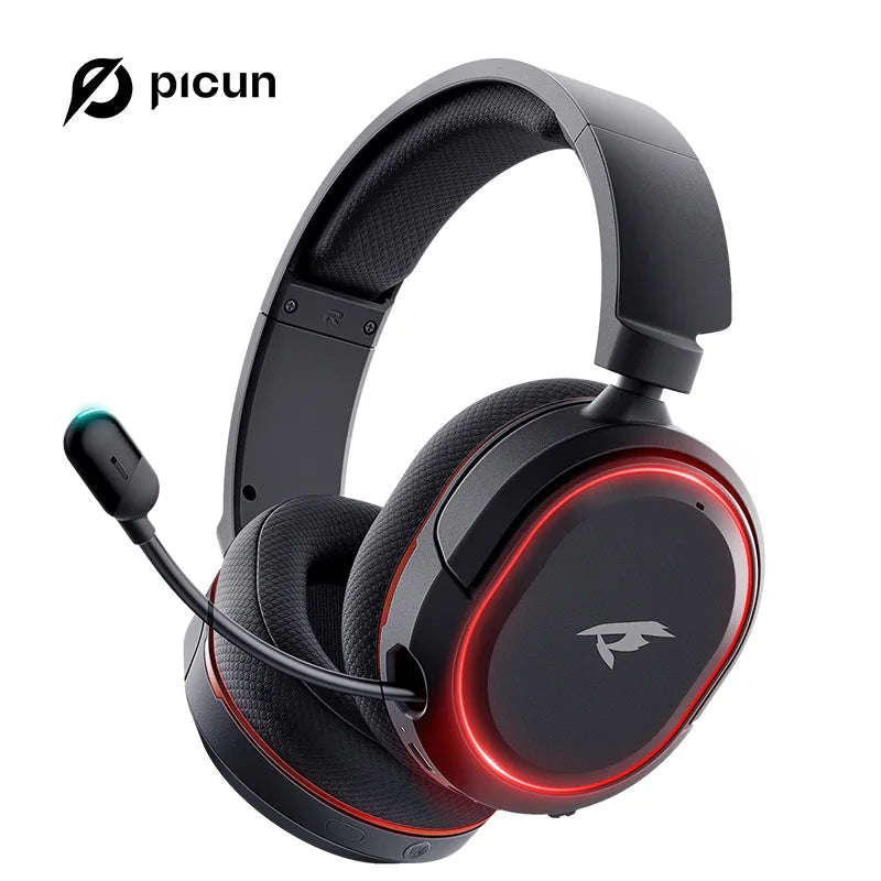 Picun G2 Wireless Gaming Headset – 2.4G & Bluetooth, 5ms Low Latency, 7.1 Surround Sound, ENC Mic for PC, PS4, PS5, Switch & Phone