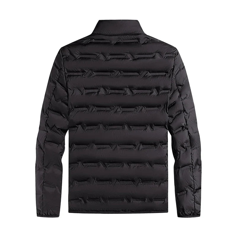 Graphene Self-Heating Down Jacket for Men – Solid Windproof, Pleated Stand Collar, Warm Winter Outerwear