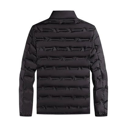 Graphene Self-Heating Down Jacket for Men – Solid Windproof, Pleated Stand Collar, Warm Winter Outerwear