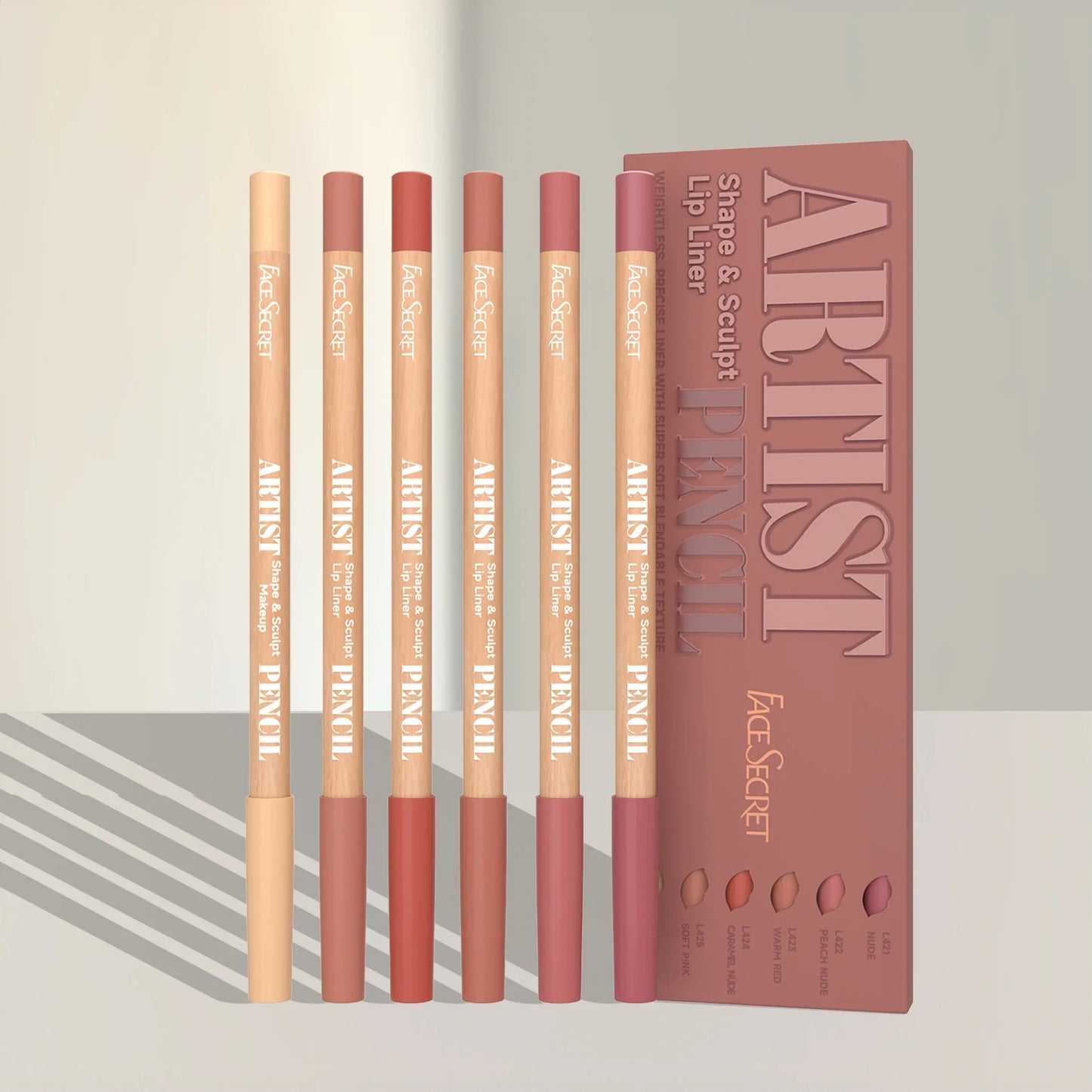 Face Secret Artist Shape Sculpt Matte Lip Liner Pencil Set – Weightless, Precise & Soft Blendable Texture
