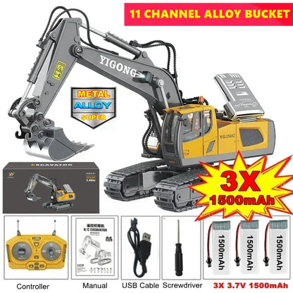 4WD RC Excavator Alloy Dump Truck Bulldozer | Remote Control Construction Vehicle Toy for Kids