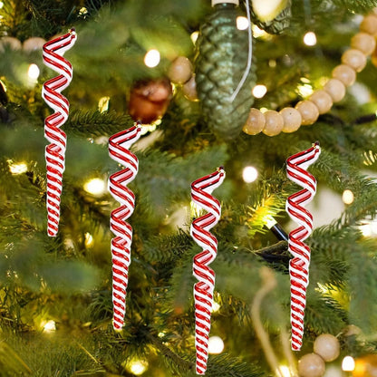 4PCS Christmas Candy Stick Decorations – Hanging Plastic Lollipops for Tree Ornaments & Holiday Decor