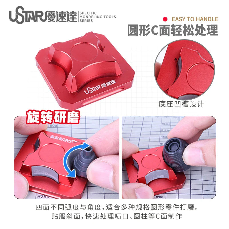 Model Beveled Sanding Tool Set – Flat & Circular Polisher for Plastic Models, Multi-Angle DIY Use