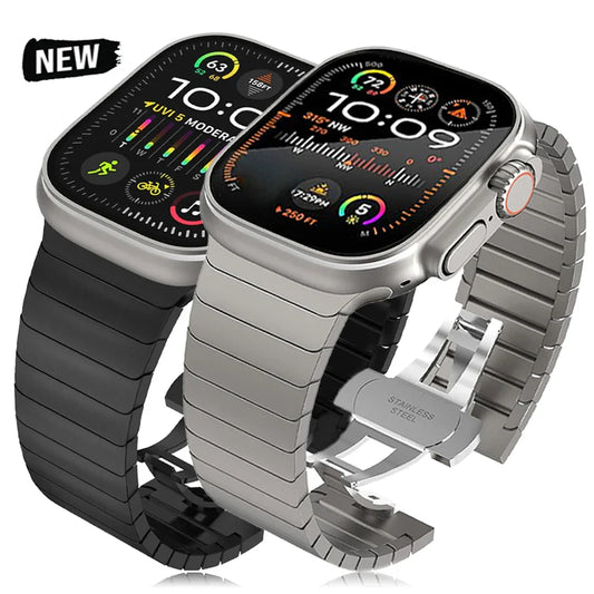 Ultra 3/2 Titanium & Stainless Steel Luxury Bracelet for Apple Watch — Fits Ultra 49/45/44/42mm & Series 11/10/9/46/41mm