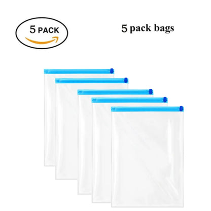 Travel Roll-Up Compression Bags — Reusable Vacuum Storage Luggage Bags, No Air Pump Needed
