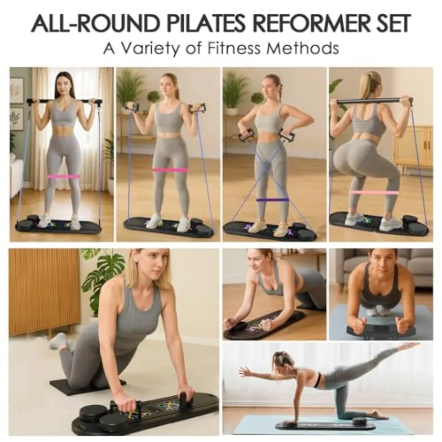 Foldable Multifunctional Pilates Board – Home Workout Core & Abs Trainer with Resistance Bands, Timer & Portable Storage Bag