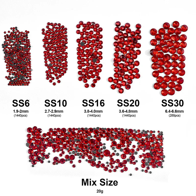 Bobohoo HotFix Crystal Rhinestones SS6-SS30 – Glitter Iron-On Strass Gems for Clothing, Dresses & DIY Crafts