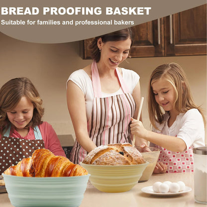 Foldable Silicone Sourdough Proofing Basket – Non-Stick Collapsible Baking Bowl with Starter Kit, Washable Bread Dough Bowl