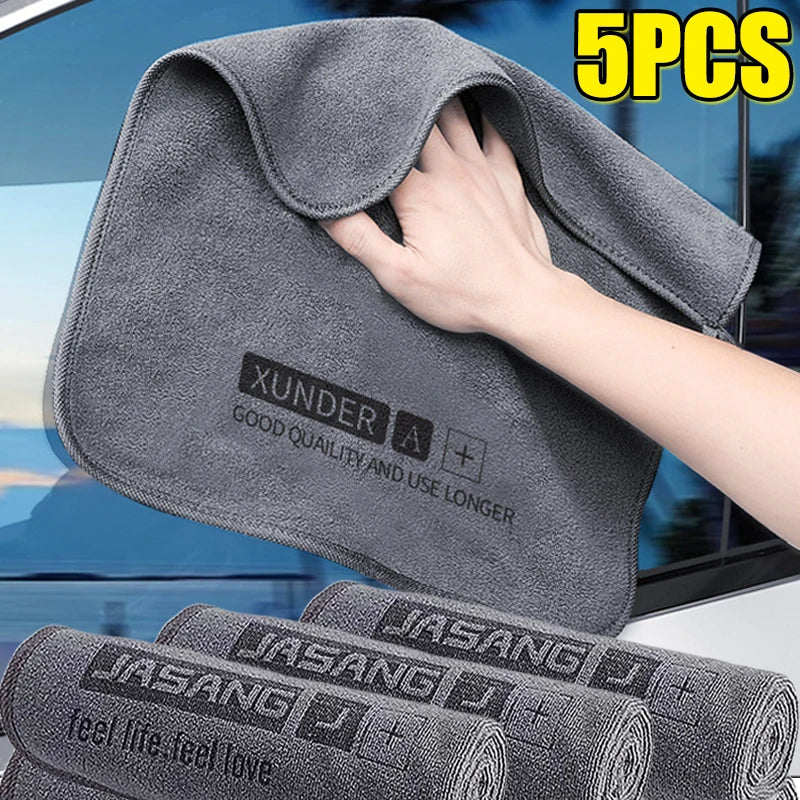 5/1PC High-End Microfiber Car Wash Towel – Auto Cleaning, Drying & Detailing Cloth with Hemmed Edges, Water Absorbent Car Rag