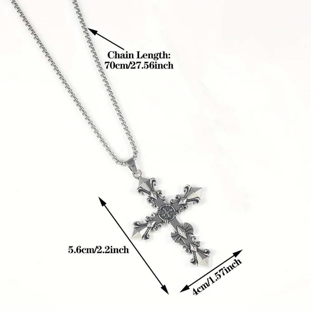 High-Quality Titanium Steel Cross Pendant Necklace – Non-Fading Hip-Hop Chain, Trendy Unisex Statement Jewelry for Men and Women