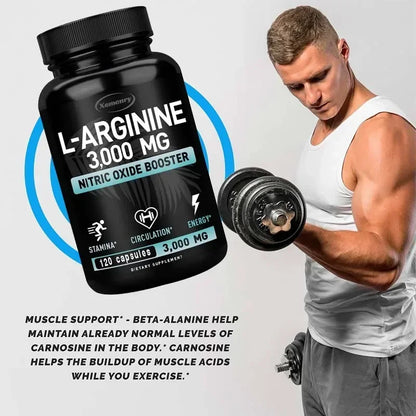L-Arginine Supplement – Boost Energy, Strength & Endurance, Vascular Support for Exercise & Muscle Health