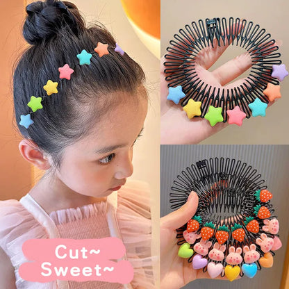 Children's Y2K Star Colorful Hair Accessories Set - Hair Comb, Headband, Clips - Cute Bunny Headdress for Princess Girls