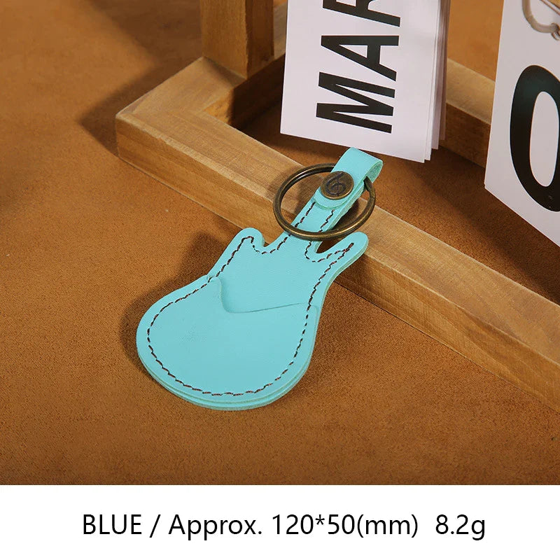 PU Leather Guitar Pick Holder Keychain – Plectrum Bag Case for Guitar Accessories & Music Supplies