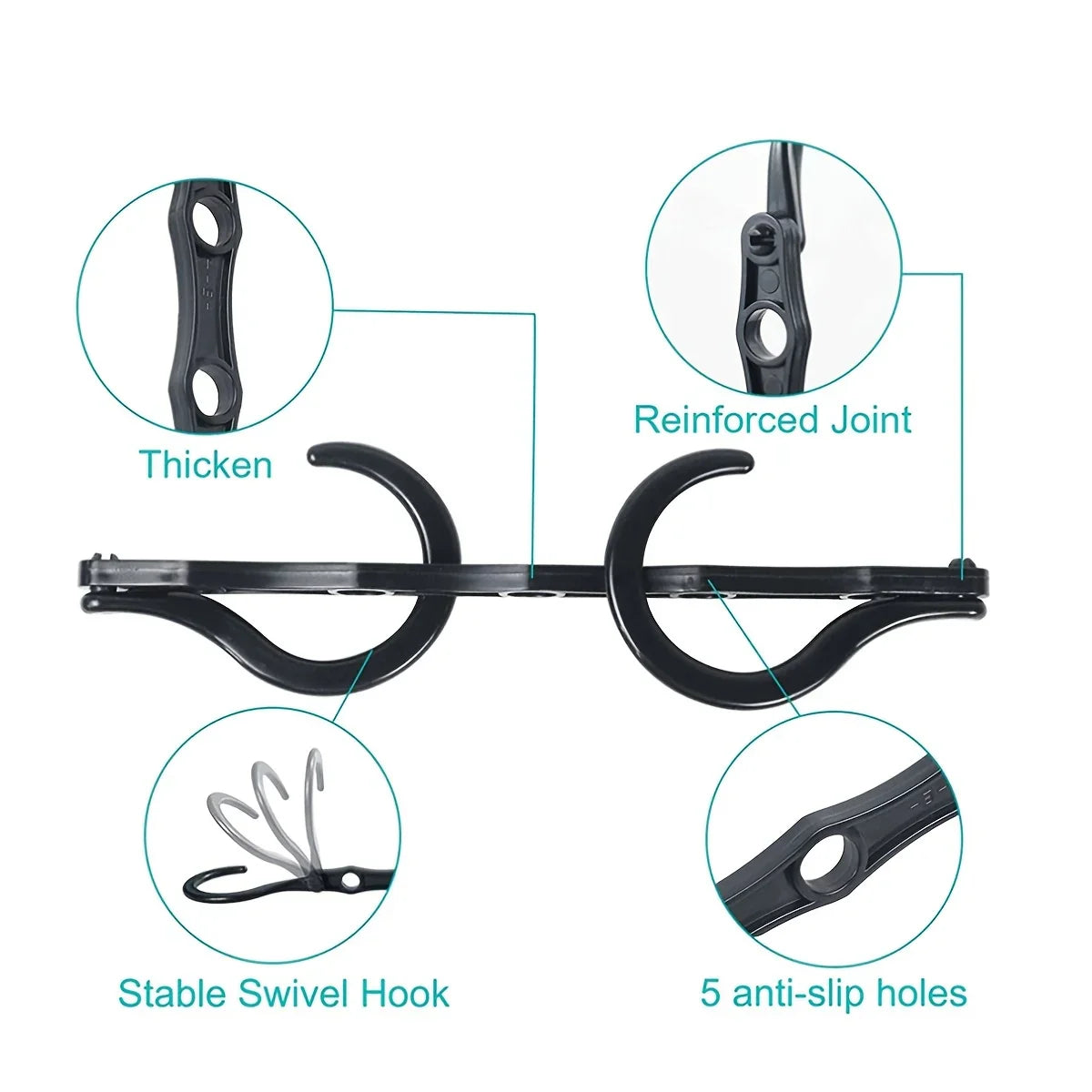 5-Hole Multifunctional Folding Hanger – Space-Saving Windproof Plastic Hook for Apartments, Dorms & Homes