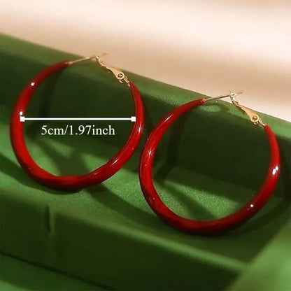 Women’s Big Red Circle Earrings – Simple Exquisite Fashion Niche Jewelry with Elegant Senior Sense Design