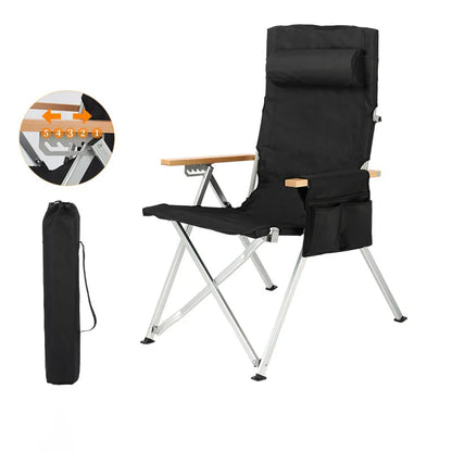 Adjustable 5-Position Folding Camping Chair with Pillow & Armrests for Outdoor Fishing & Patio Relaxation