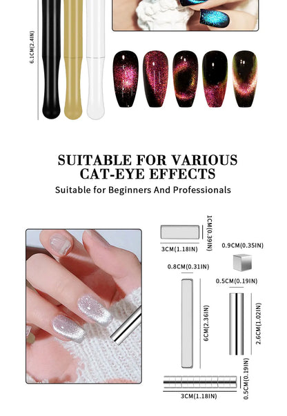 Magnetic Nail Art Wand Pen Set – 3D Cat Eye Gel Magnet Tool for UV Gel Polish & Magic Manicure Designs