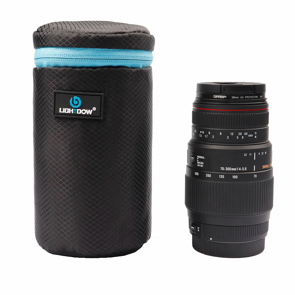 Lightdow 4-Size DSLR Lens Bag Set — Soft Protective Pouches S/M/L/XL for Camera Lenses