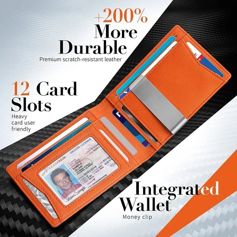 RFID Carbon Fiber Slim Wallet for Men – Luxury Money Bag, Thin Card Holder, Small Short Billfold Purse