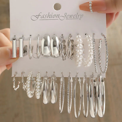 54-Pcs Women’s Vintage Pearl Jewelry Set – Earrings, Rings, Necklace, Bracelet & Heart Pendant, Boho Daily Wear Gift 2024