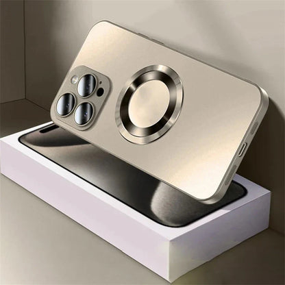 Tempered Glass Matte MagSafe Case — Shockproof Magnetic Wireless Charging Cover for iPhone 14–16 Pro Max