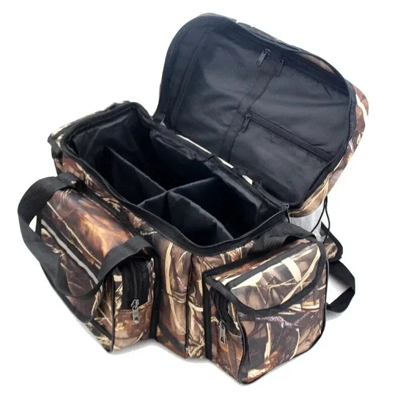 Large Waterproof Fishing Tackle Bag - Two-Layer Nylon Shoulder Bag for Outdoor Gear & Fishing Equipment
