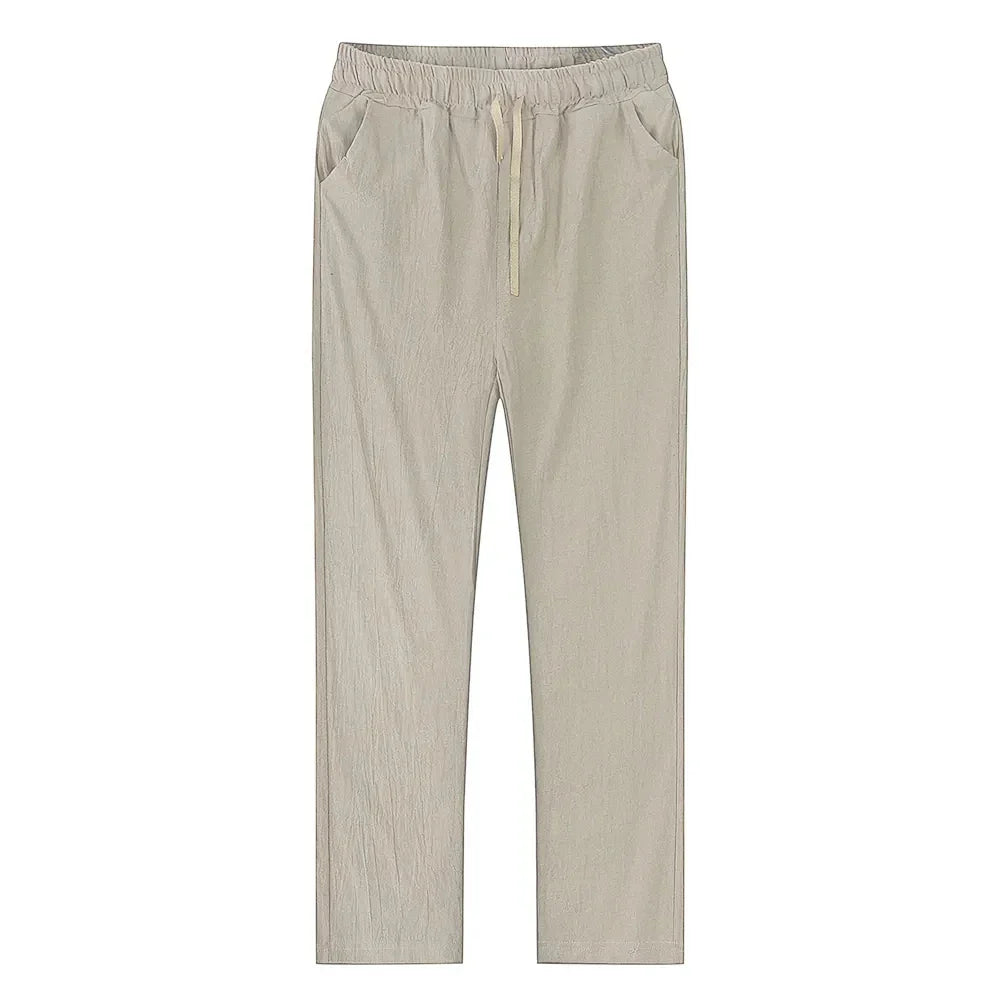 Men's Cotton Linen Pants – Breathable Solid Color Trousers for Autumn, Fitness & Streetwear, S-3XL