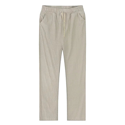 Men's Cotton Linen Pants – Breathable Solid Color Trousers for Autumn, Fitness & Streetwear, S-3XL