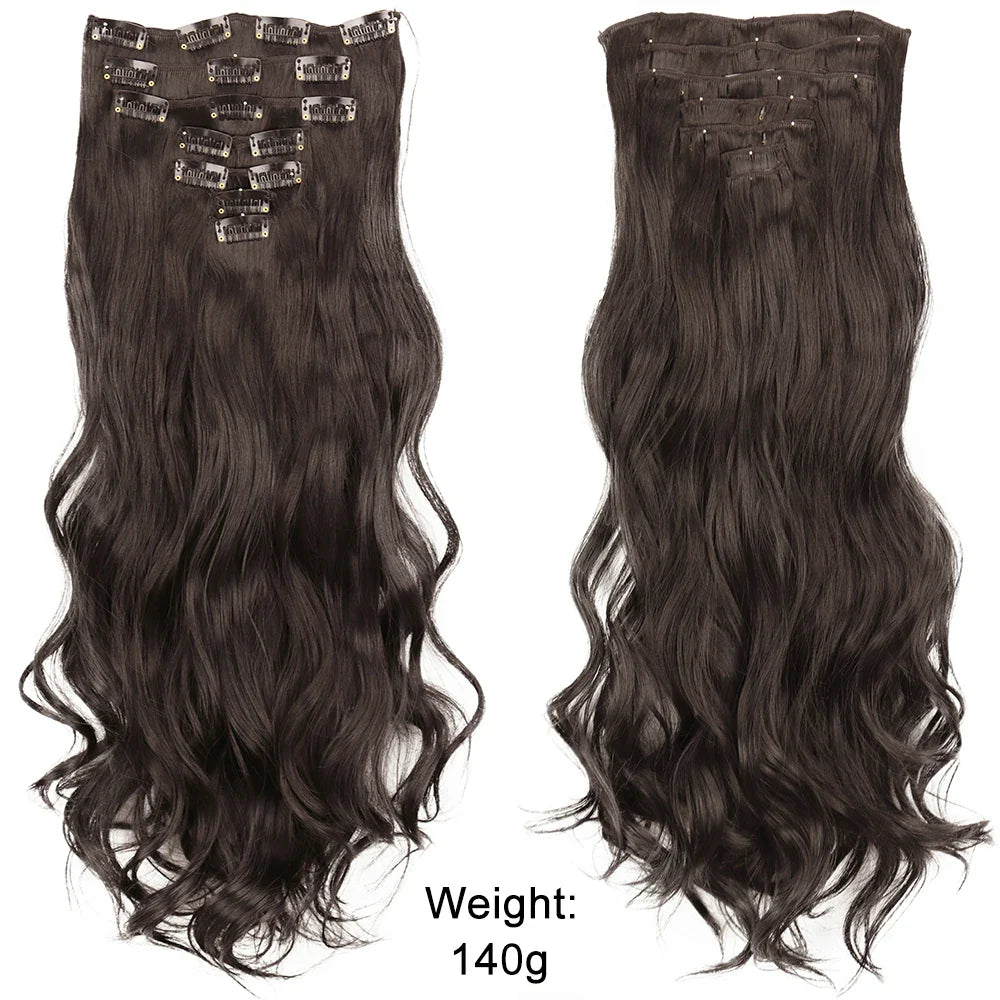 Women’s 7Pcs Hair Extensions with 16 Clips – Natural Black Straight Ombre Hairpiece