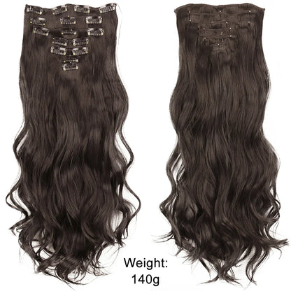 Women’s 7Pcs Hair Extensions with 16 Clips – Natural Black Straight Ombre Hairpiece