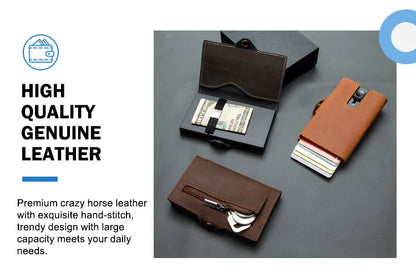 CASEKEY Men’s Wallet — 100% Genuine Cow Leather Short Card Holder Purse, High-Quality Brand Wallet for Men