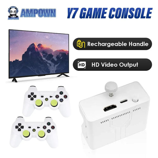 Ampown Y7 256GB Video Game Console with Linux OS, 12,000 Built-in Games, Wireless Rechargeable Controller, Low Latency Gaming Player Gift