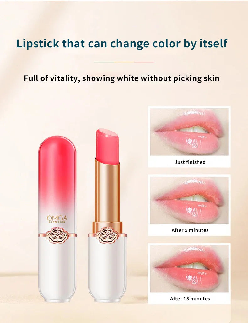 Peach Color-Changing Jelly Lipstick – Moisturizing, Non-Stick Cup Warm Lip Balm