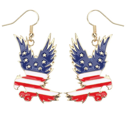 USA Flag Heart Star Cross Earrings - Patriotic Independence Day Dangle Jewelry for Women