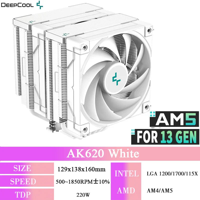 DeepCool AK620 ZERO DARK Twin Tower CPU Cooler – 6 Heat Pipes High Performance Air Cooling Radiator for Intel LGA1700/1200/115X & AMD AM5/AM4