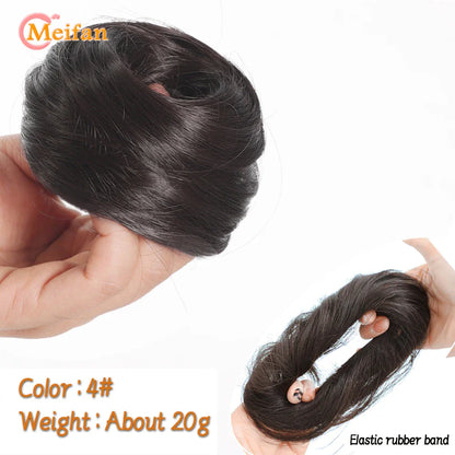 MEIFAN Synthetic Chignon Hair Bun – Elastic Rubber Band Clip-In Updo Ponytail Hair Extension for Women