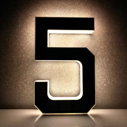 Solar LED House Number Light - Waterproof Light-Up Address Sign for Outdoor Home Decor
