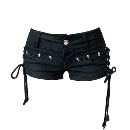 Summer Women’s Y2K Streetwear Gyaru Harajuku Vintage Low Rise 2000s Denim Jean Shorts Hot Pants
