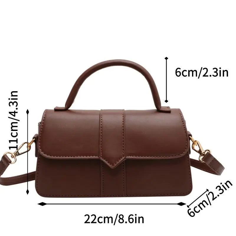 Women's Pu Leather Shoulder Handbag: Fashion Vintage Crossbody Square Satchel - Underarm Bag (Black)