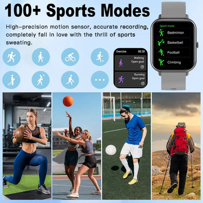 2025 New Smartwatch for Men & Women – Bluetooth Call, Fitness Tracker, Heart Rate Monitor, IP68 Waterproof, Compatible with Xiaomi, iOS & Android