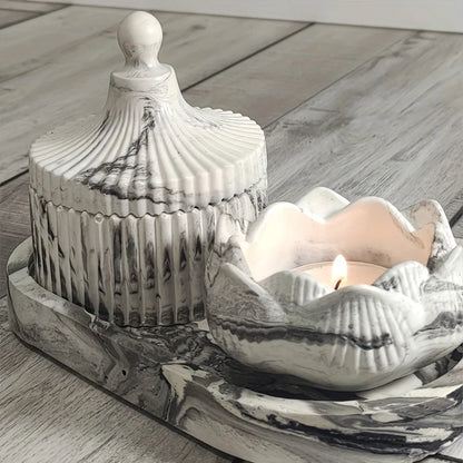DIY Lotus Candle Holder 3-Piece Silicone Resin Mold – Handmade Epoxy, Plaster & Cement Craft Storage & Home Decor Making Kit